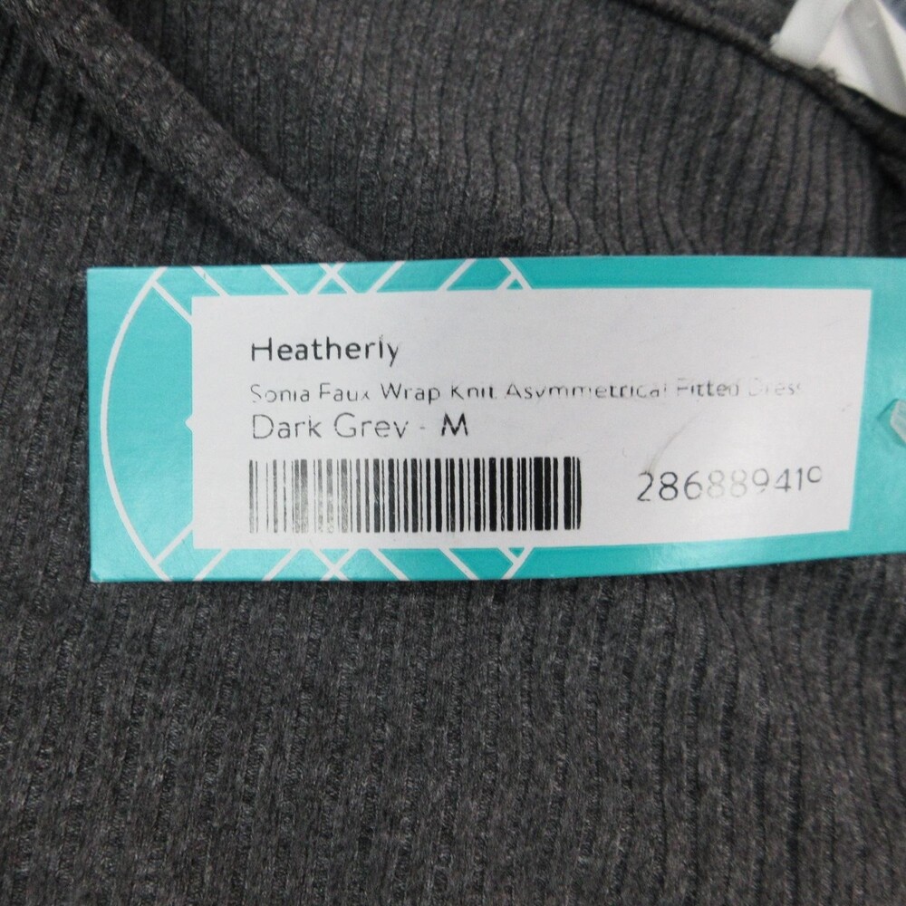 Heatherly Dress Womens Medium Gray Sonia Faux Wrap Asymmetrical Knit NWT - Picture 5 of 16
